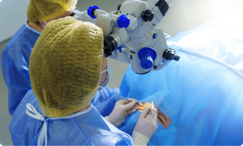 an eye surgeon doing PRK surgery