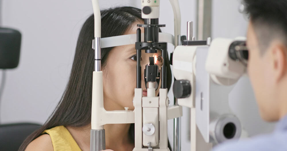 a patient under eye examination