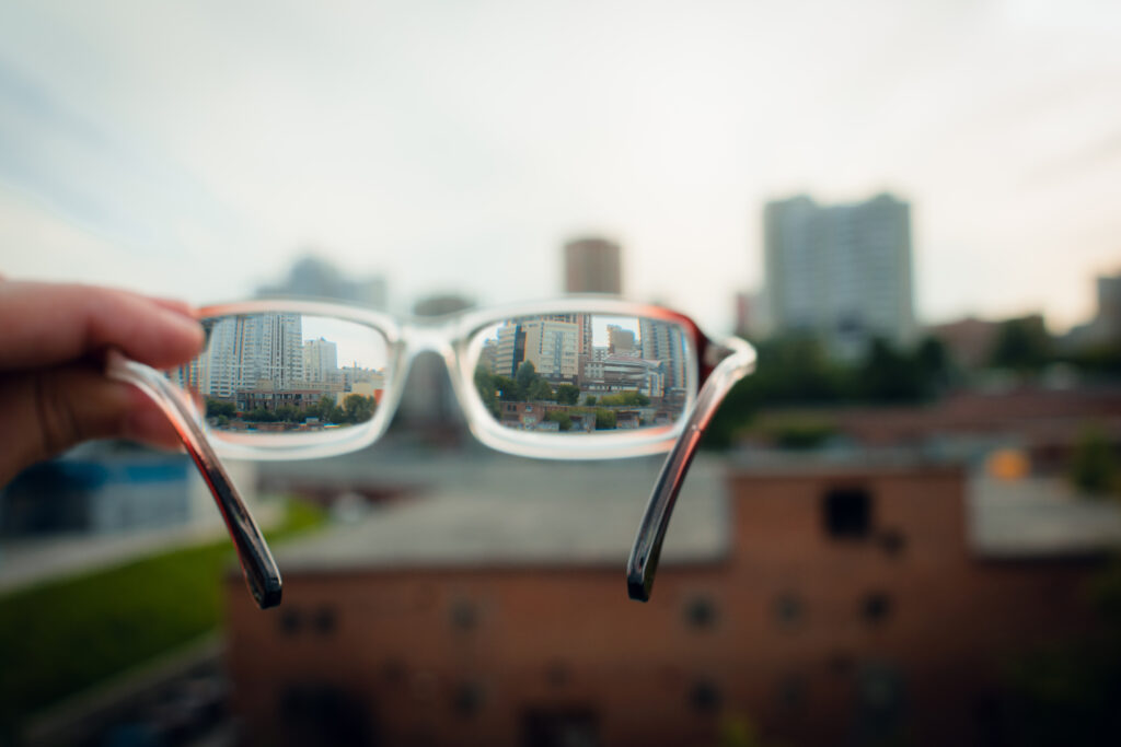 the view through eye glasses